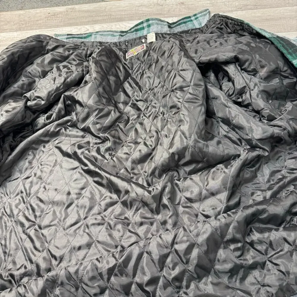 VNT Quilted Flannel Shirt Jacket Shacket Size 2XL GreenPlaid Lined NorthCrest